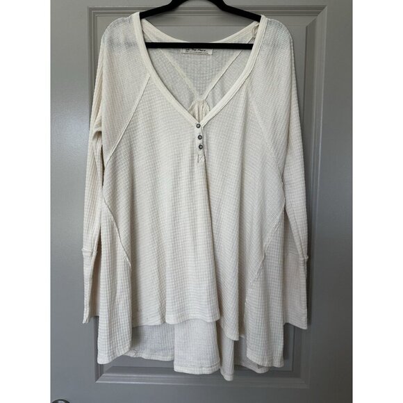 We The Free Citrine Henley Thermal Long Sleeve Tunic in Cream Size Large - Picture 2 of 9